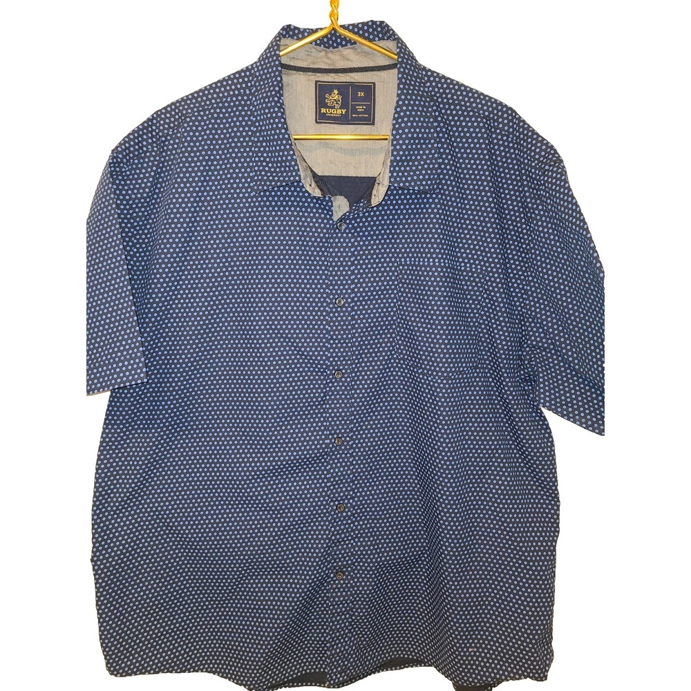 Rugby University Men's 3X Blue & Lt Blue 100% Cotton Button-Up Shirt